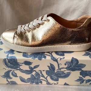 Les Souliers Sezane Jack Baskets Gold Sneakers Trainers EUC Size EU 39/US 8
